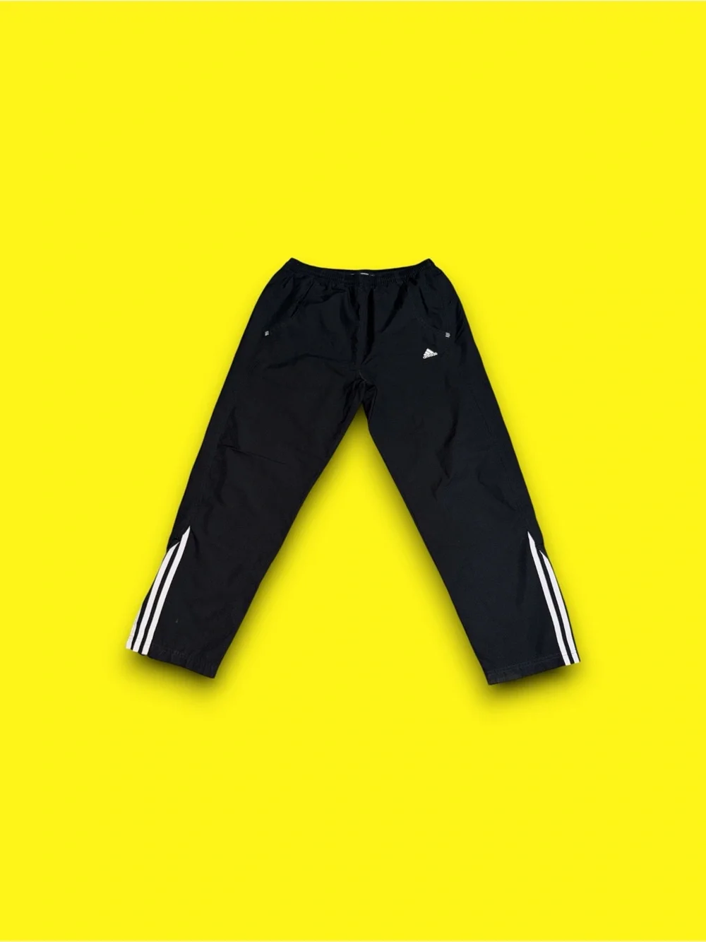 Vintage adidas 3 stripe open leg track pants black & white mens small